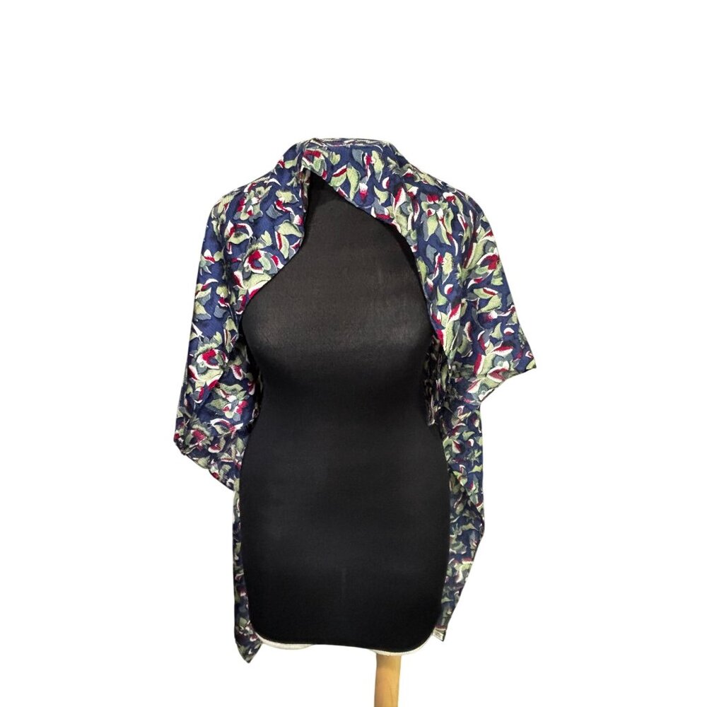 Vintage Navy Floral 100% Silk Scarf Wrap